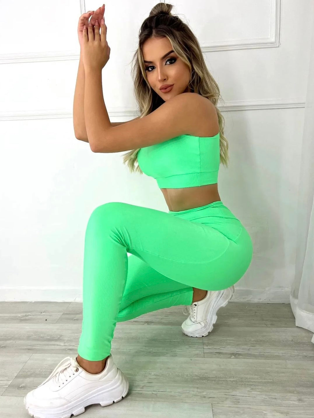 SET ACTIVE SCULPTFLEX LEGGINGS Beautiful Green Workout Women's